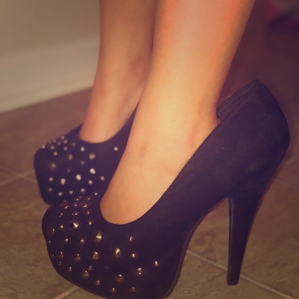 Studded Black Pumps Size 9